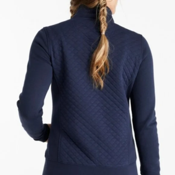 LL Bean Women's Quilted Full Zip Sweatshirt, Size XL, Cream - Picture 13 of 14